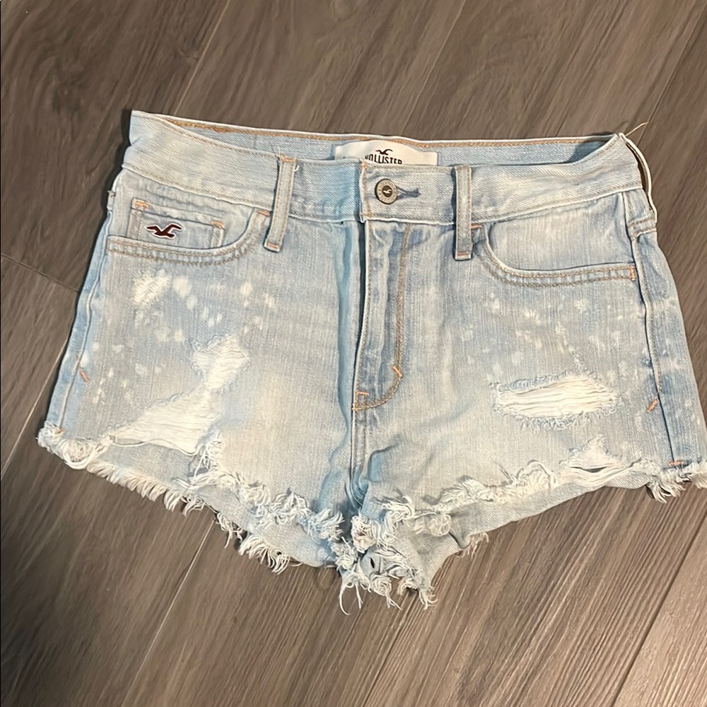 Hollister Light Blue Distressed Jean Shorts